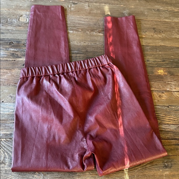 J. Crew Collection oxblood stretch leather pull on skinny pants size 10 - Picture 9 of 11